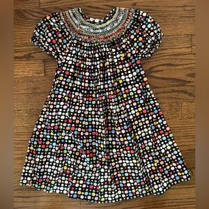 4T Black Polka Dot Smocked Dress